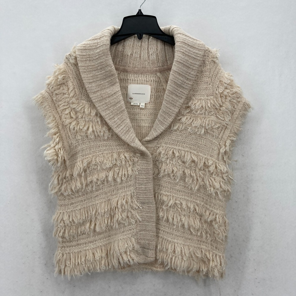 Anthropologie Cream Textured Sweater Vest
